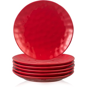 image:imagevicrays Ceramic Dinner Plates Set  Porcelain 10 Inch Flat Steak Pasta Pizza Plate Home Party Restaurant Plate Scratch Resistant Microwave Oven and Dishwasher Safe Set of 6 Cherry RedScarlet Red