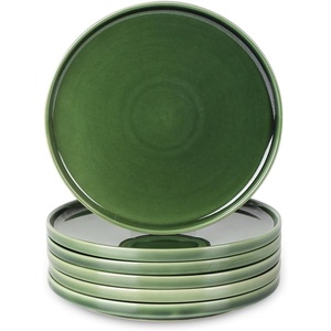 image:imagevicrays Ceramic Salad Plates Set  Porcelain 8 Inch Flat Dessert Appetizer Plate for Lunch Home Party Restaurant  Scratch Resistant Microwave Oven and Dishwasher Safe  Set of 6 Cherry RedGreen