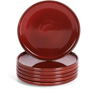 image:imagevicrays Ceramic Salad Plates Set  Porcelain 8 Inch Flat Dessert Appetizer Plate for Lunch Home Party Restaurant  Scratch Resistant Microwave Oven and Dishwasher Safe  Set of 6 Cherry RedCherry Red